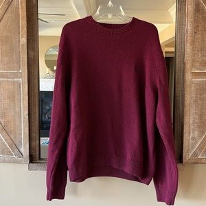 Chaps Sweater Cotton Maroon Classic Crewneck Mens XL
